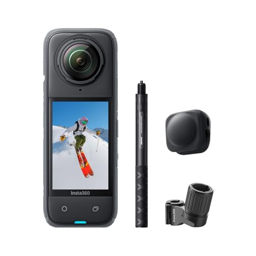 Insta360 X4 Standard Bundle - Waterproof 8K 360 Action Camera, 4K Wide-Angle Video, Invisible Selfie Stick Effect, Removable Lens Guards