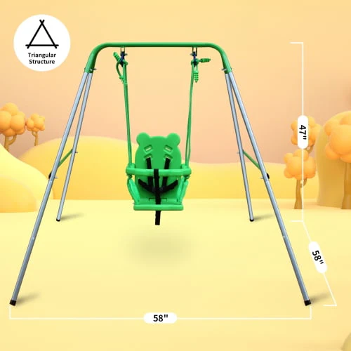 Toddler Baby Swing Set, Kids Metal Swing Set with Safety Belt, A-Frame Indoor Outdoor Play for Backyard Playground
