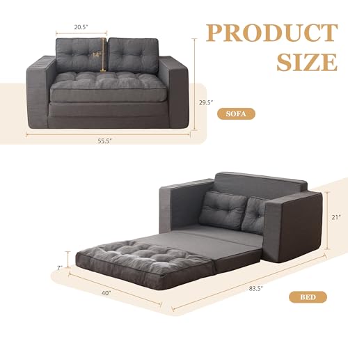 YOSHOOT Loveseat Sleeper Sofa,55" Convertible Sofa Bed Couch Futon Couches for Living Room