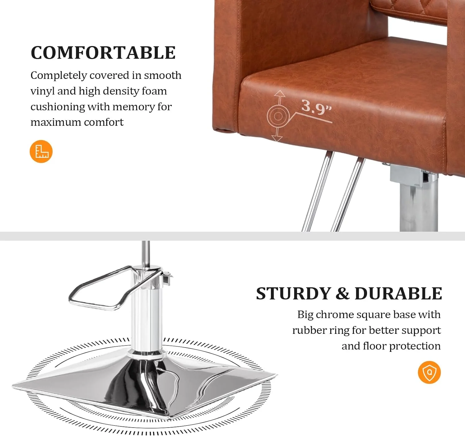 Salon Chair for Hair Stylist Wide Seat, Hydraulic Barber Chair with Aluminium Alloy Footrest, Brown Hair Salon Chair Styling Heavy Duty