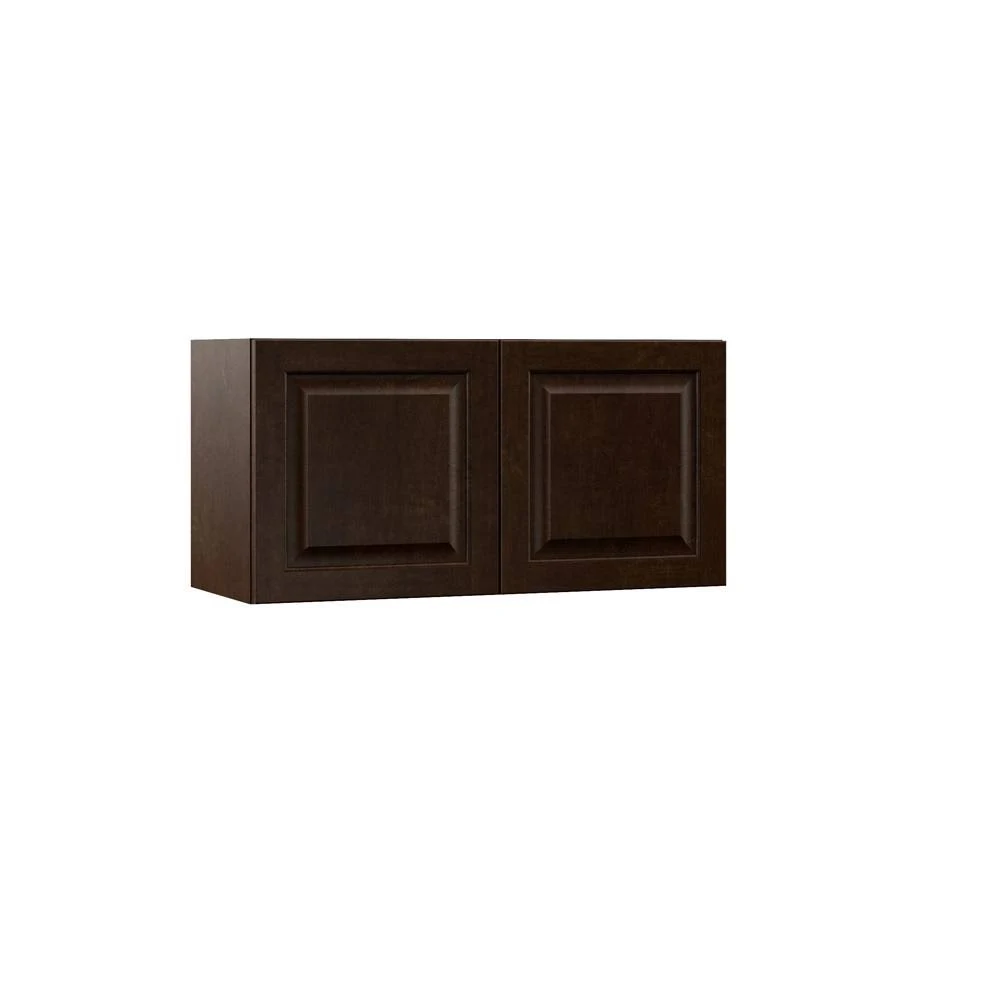 Hampton Bay Designer Series Gretna Assembled 30x15x12 in. Wall Bridge Kitchen Cabinet in Espresso, Brown