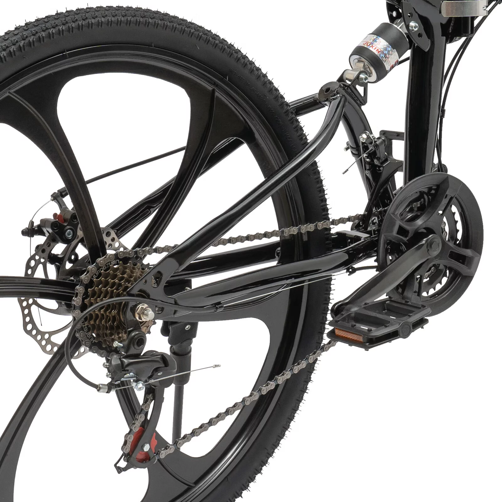 Loyalheartdy 26" Folding Mountain Bike 21 Speed Non-Slip Carbon Steel City Bike Disc Brake Road Rock Mountain Bike Black