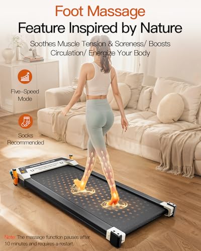 FUNRAY Versatile Walking Pad Treadmill with Incline - Dual-Sided Under Desk Treadmill with Foot Massage