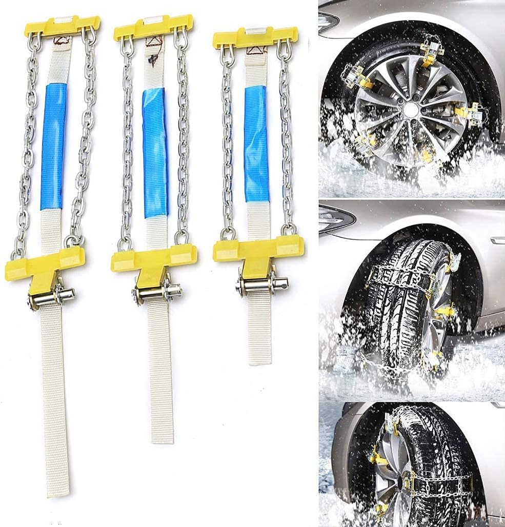 Riloer 10 Packs Car Snow Chains Emergency Anti Slip Tire Chains with Thickened Manganese Steel for Truck SUV in Snow, Ice