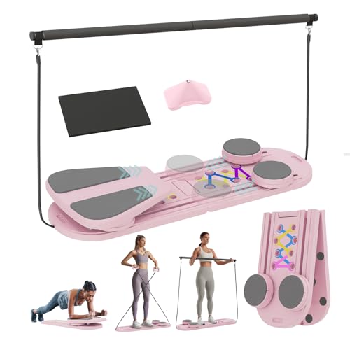 Pilates Board, 6 in 1 Pilates Reformer Set, Foldable Pilates Reformer Machine with Resistance Bands & Ab Trainer for Home Workout