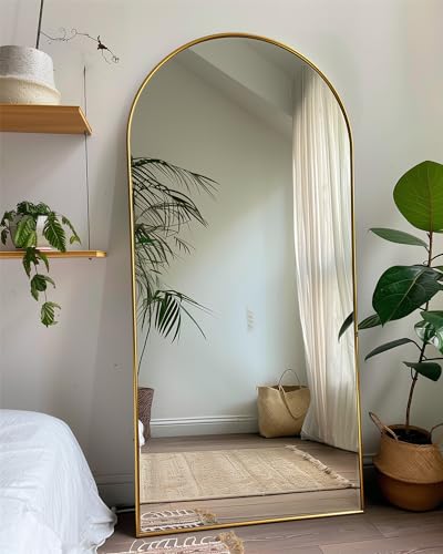 Full Length Mirror, 76"x34" Arched Floor Mirror Freestanding, Floor Standing Full Body Mirror with Stand for Bedroom