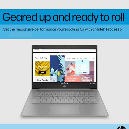HP Chromebook 14 Laptop (14" HD, Intel 4-Core Celeron N4120, 4GB RAM, 64GB SSD, UHD Graphics 600) for Home & Student