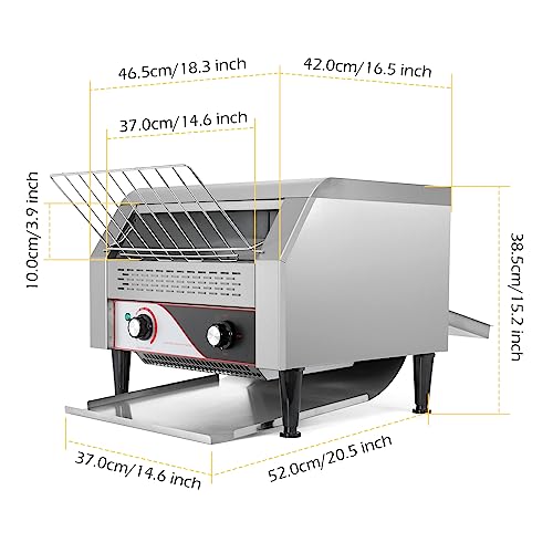 Dyna-Living Commercial Toaster 450 Slices/Hour Conveyor Toaster Heavy Duty Commercial Toaster for Restaurant 2600W Conveyor Belt Toaster Oven for
