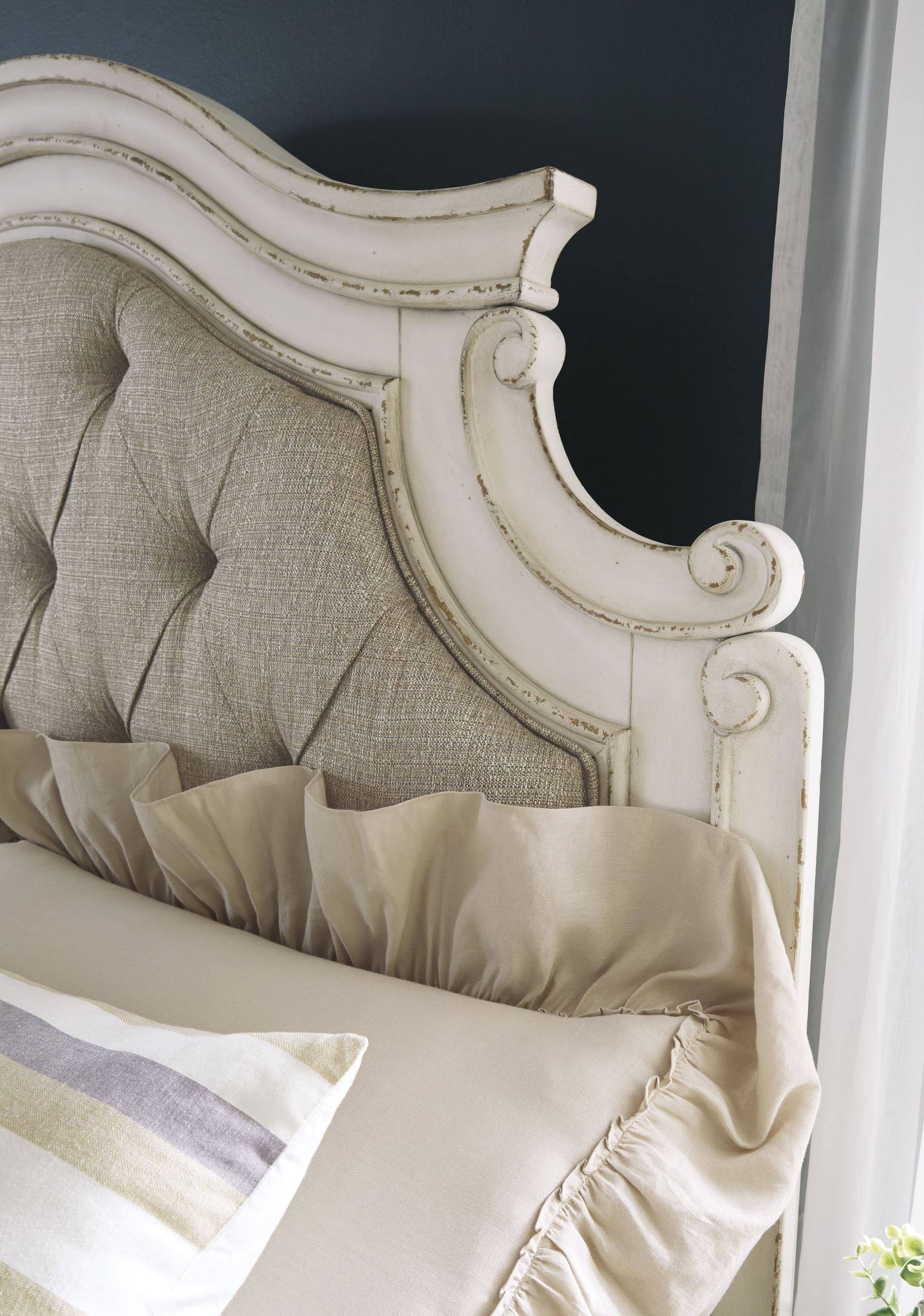 White Realyn California King Upholstered Panel Bed