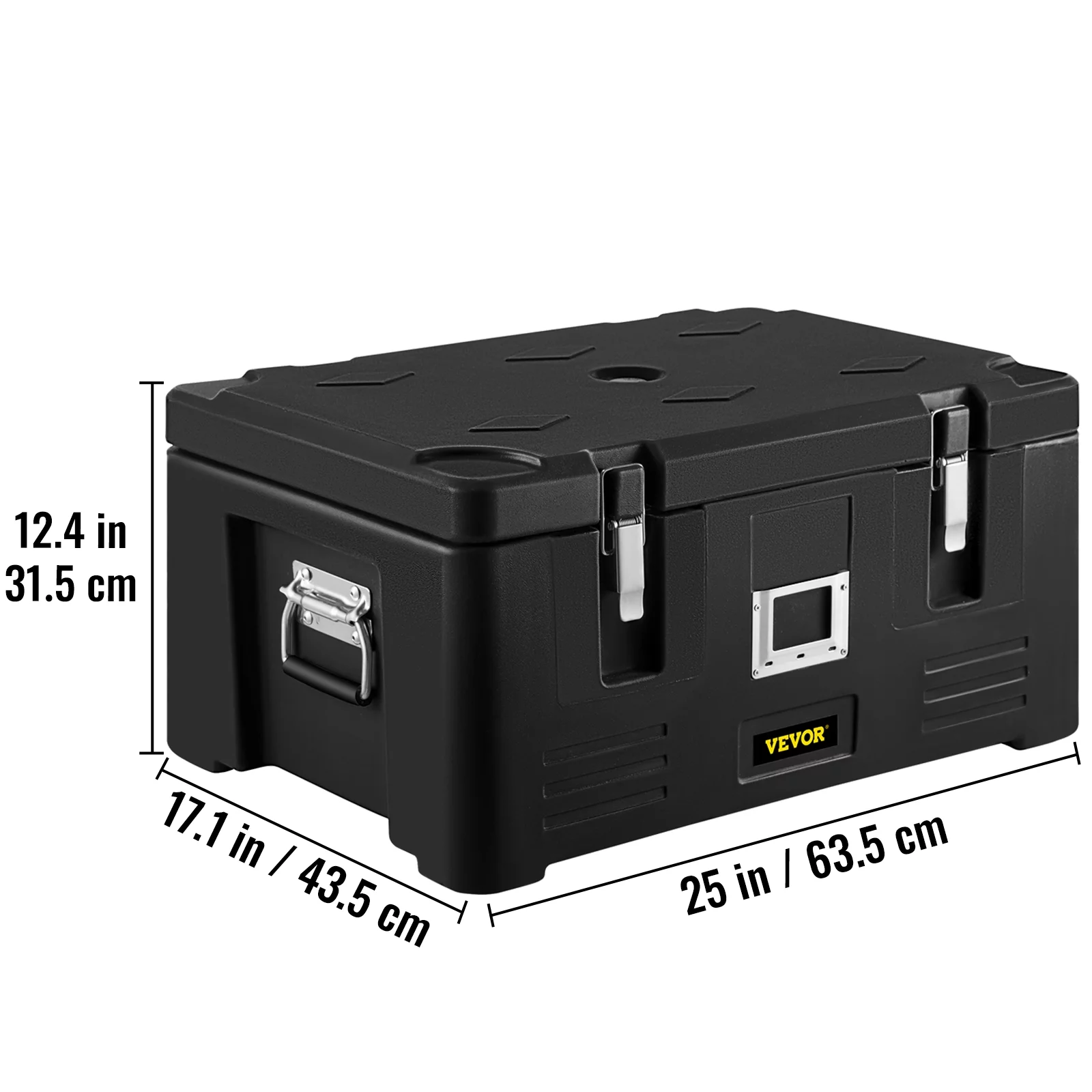 VEVOR Insulated Food Pan Carrier, 36Qt Capacity, Stackable Catering Hot Box with 3 Stainless Steel Pans
