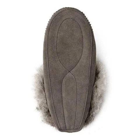 Manitobah Mukluks Tipi Suede Rabbit Fur Moccasins - Charcoal 11M