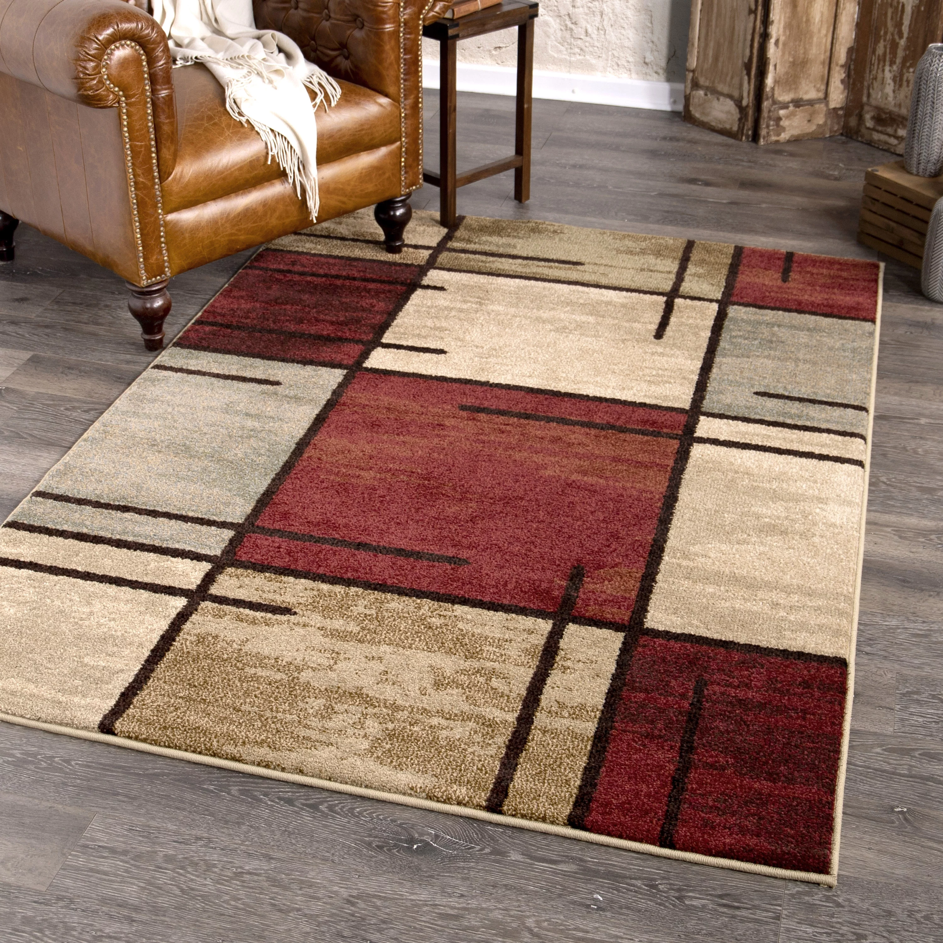 Better Homes & Gardens Spice Grid 7'10" X 10'10" Rouge Area Rug - Curated Treasures Market