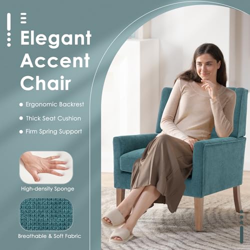 COLAMY Modern Wingback Living Room Chair, Upholstered Fabric Accent Armchair
