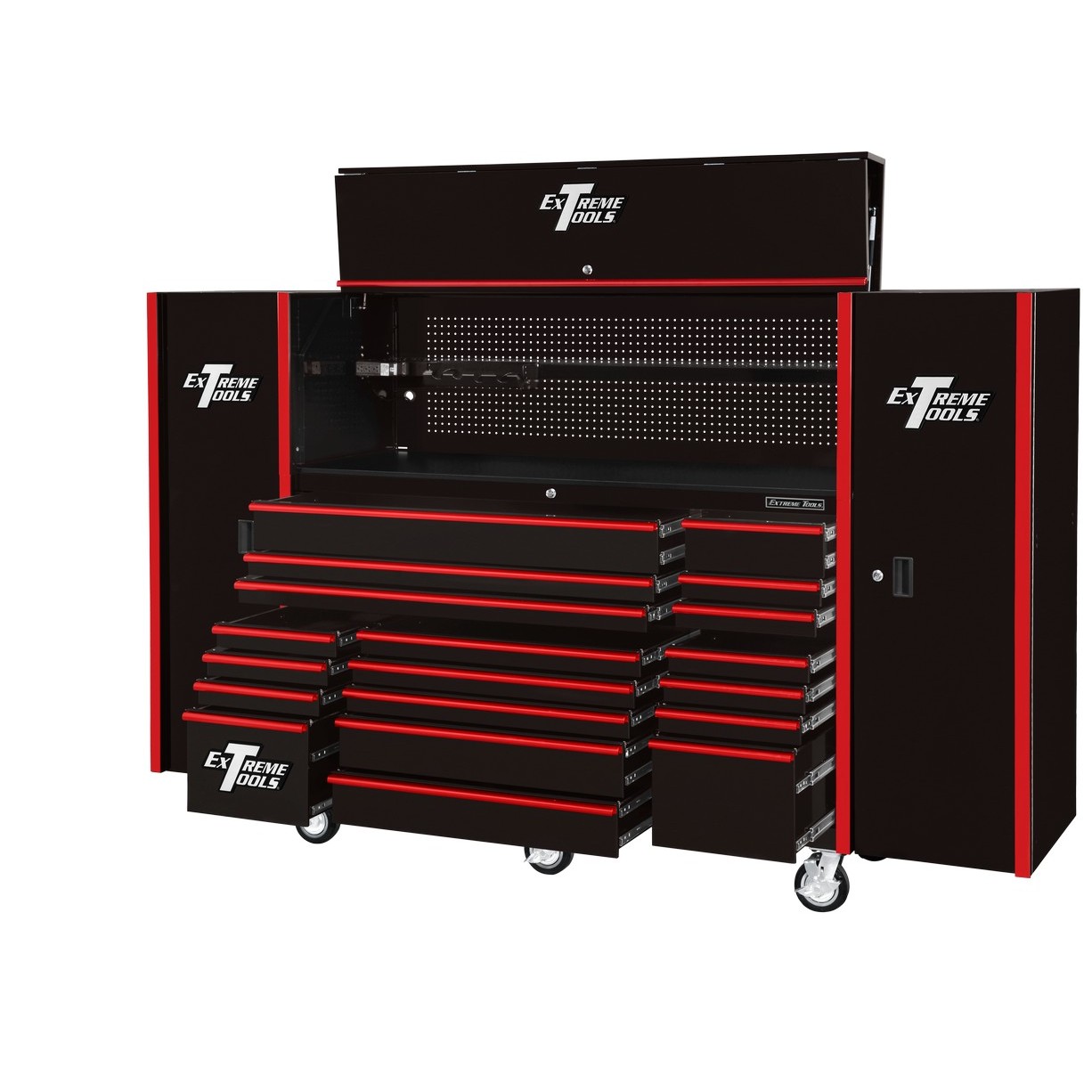 Extreme Tools 72 x 25 19 Drawers Roller, Hutch & 2 Side Lockers Combo