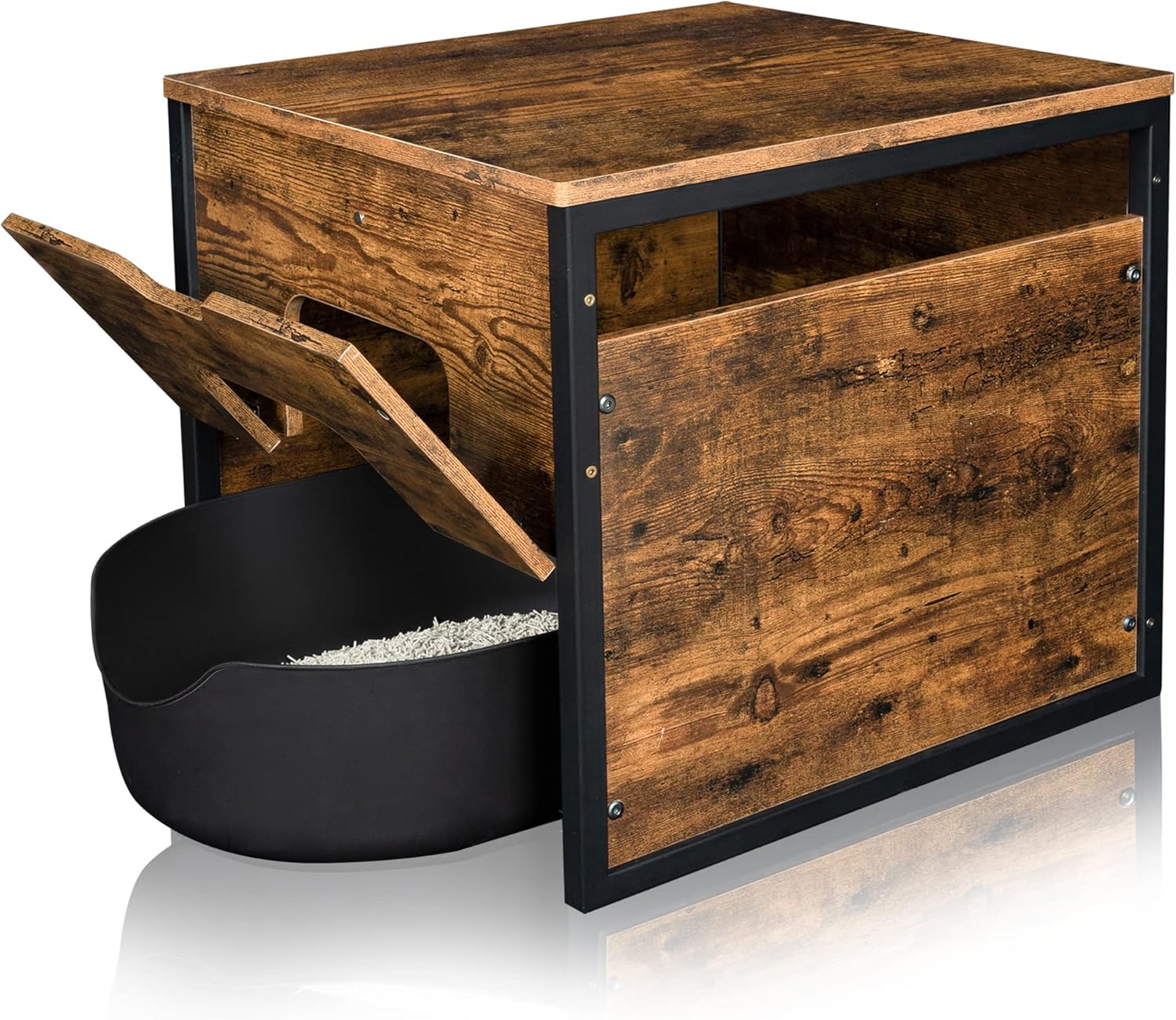 TADASA Cat Litter Box Enclosure with Magnetic Door, Hidden Kitty Litter Box Furniture with No Bottom, Indoor Cat House