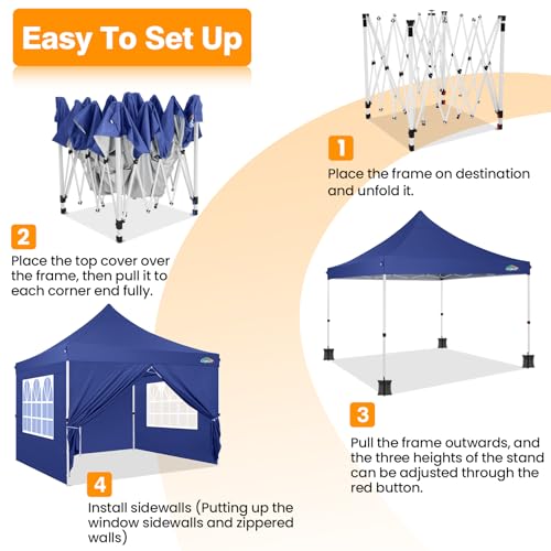 10x10 Pop Up Canopy Tent with 4 Sidewalls and Mesh Windows 2.0
