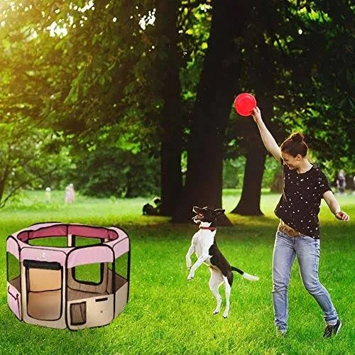 Zampa Pet 45x22 Playpen Foldable Portable Dog/Cat/Puppy Exercise Kennel for Small Medium