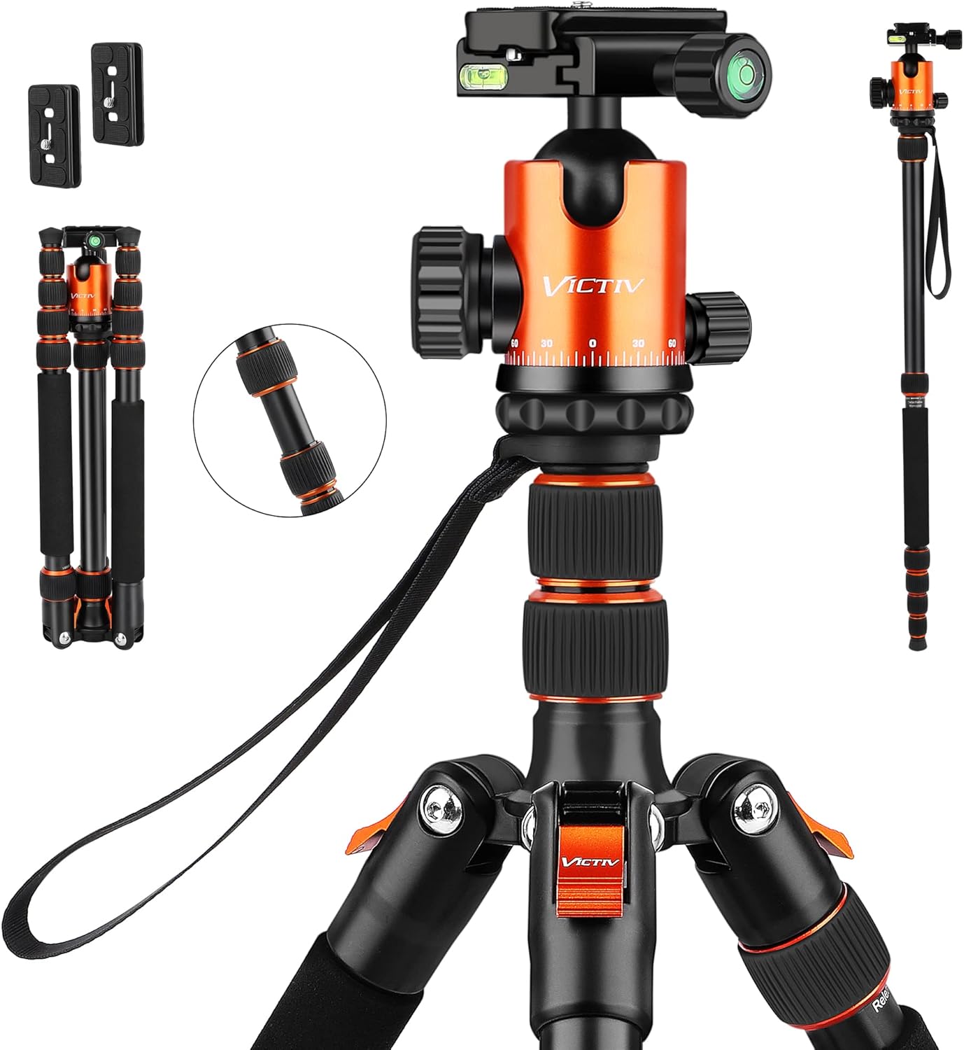 VICTIV 77" Camera Tripod, Compact DSLR Tripod for Travel
