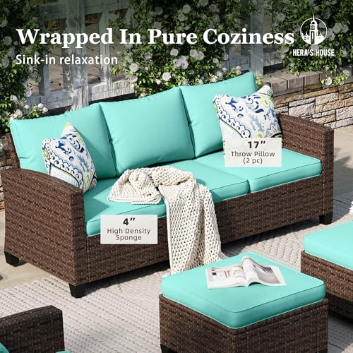 HERA'S HOUSE Patio Furniture Set with 56" Fire Pit Table, Outdoor Patio Conversation Sets