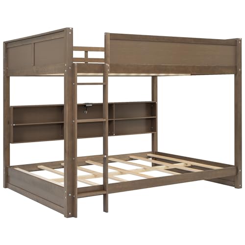 Ball & Cast Twin-Over-Twin Bunk Bed with Twin-Size Trundle and 3 Storage Stairs,Wood Bunkbed w/Full-Length Guardrails,Slat Support