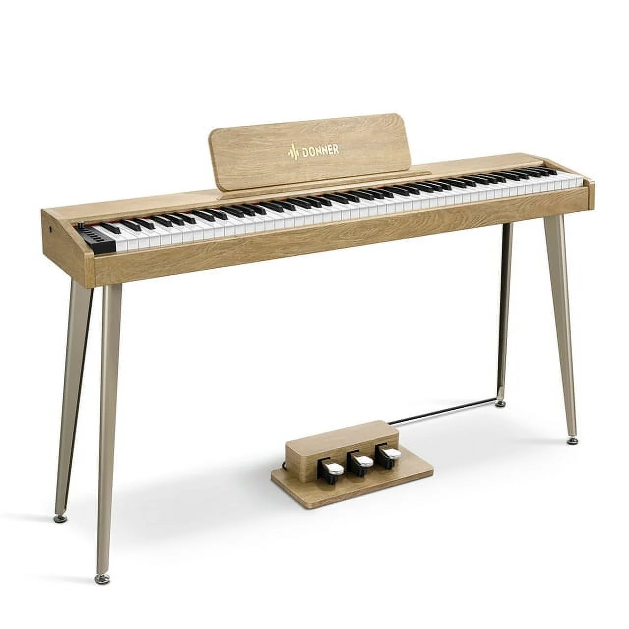 Donner DDP-60 88 Key Digital Piano Electric Keyboard with Speakers, 128 Voices, 83 Rhythms, 4 Reverb Effects, Light Wood