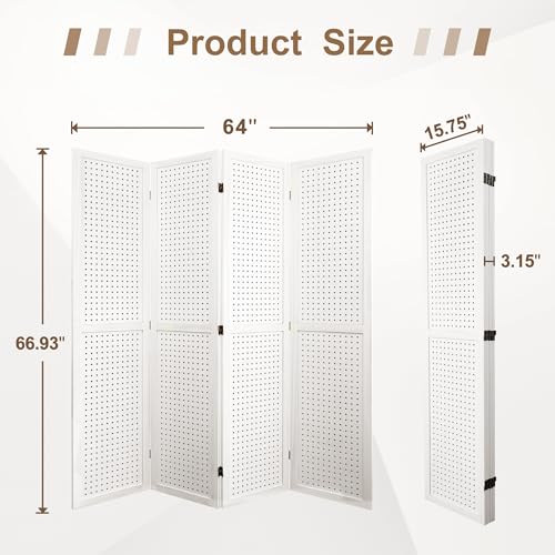 Osparple Room Divider with Shelves 6 Panel Wooden Folding Room Dividers Privacy Screen Wall Divider for Room Separation for Office and Apartment