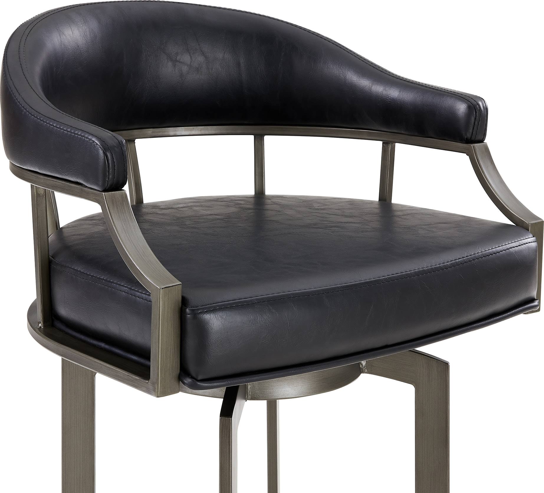 Armen Living Edy Mineral and Black Faux Leather 30x22 Swivel Bar Stool