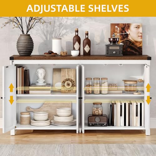 DWVO 55'' Sideboard Buffet Cabinet with Storage, Farmhouse Kitchen Storage Cabinet with Doors