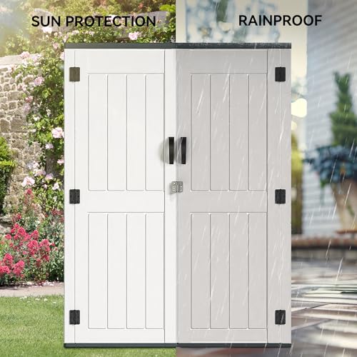 YITAHOME Outdoor Horizontal Storage Sheds w/o Shelf, Weather Resistant Resin Tool Shed, Multi-Opening Door for Storage of Bike, Trash Cans