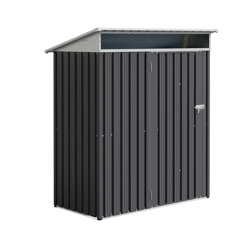 JYQAQA 5x3 FT Outdoor Garden Storage Shed, Waterproof Metal Garden Sheds with Window and Lockable Double Door