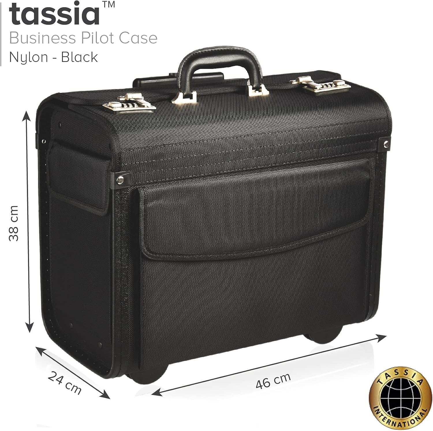 Tassia Wheeled Catalog Pilot Case Business 16 Laptop 1680D Nylon Flight Briefcase Bag