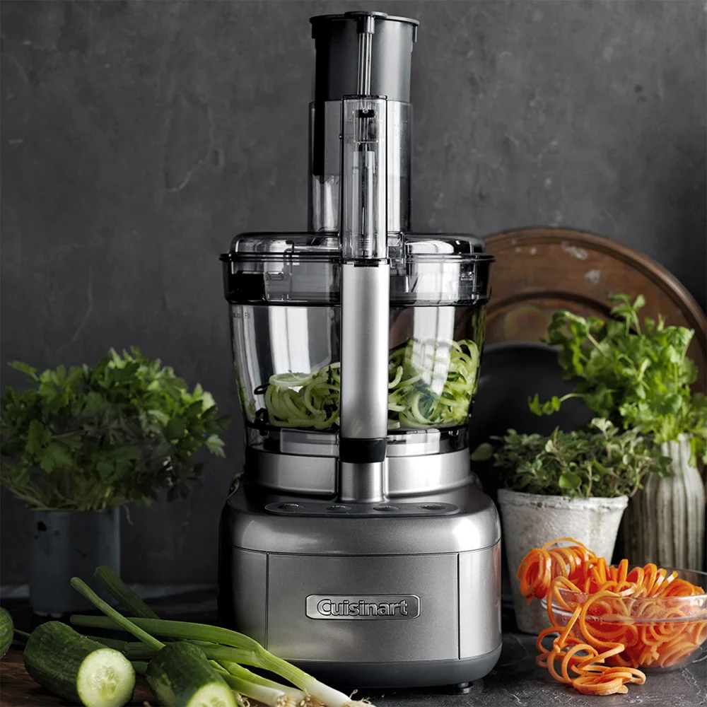 Cuisinart FP-1300SVWS Elemental 13-Cup Food Processor with Spiralizer and Dicer, Silver Bundle with Cuisinart 12pc Cutlery Set, 3D Cutting Board