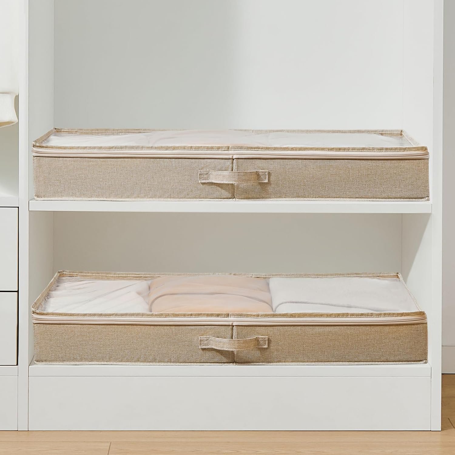 3 Pack Under Bed Storage Containers, Low Profile Underbed Shoes and Clothes Storage Organizer with Sturdy Sidewalls/Bottom, Large Dorm Storage Bins