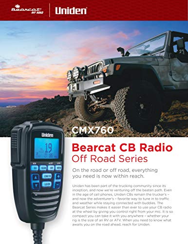 Uniden CMX760 Bearcat Off Road Series Compact Mobile CB Radio, 40-Channel Operation, Ultra-Compact for Easy Mounting