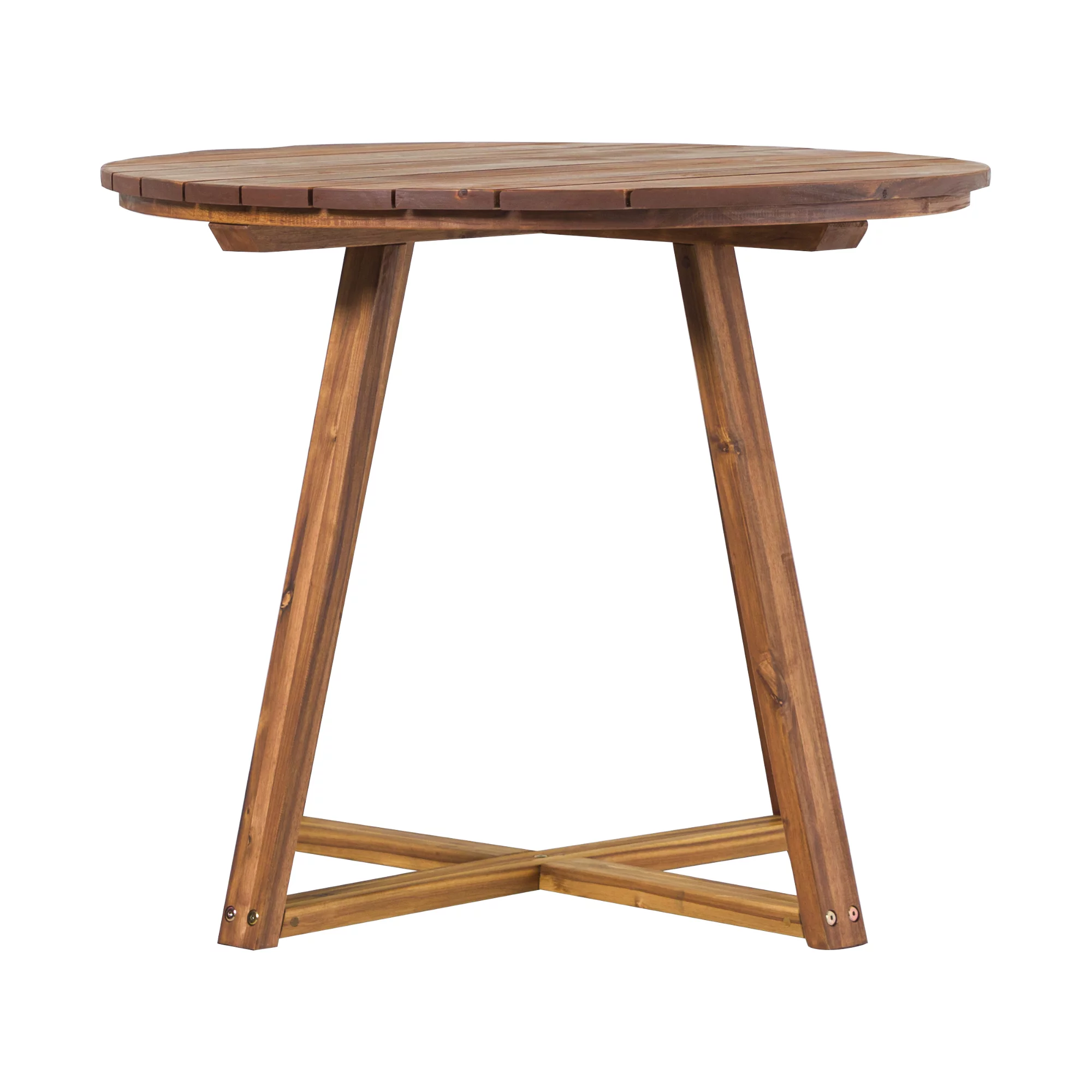 Walker Edison Modern 30” Solid Acacia Wood Outdoor Dining Table, Brown