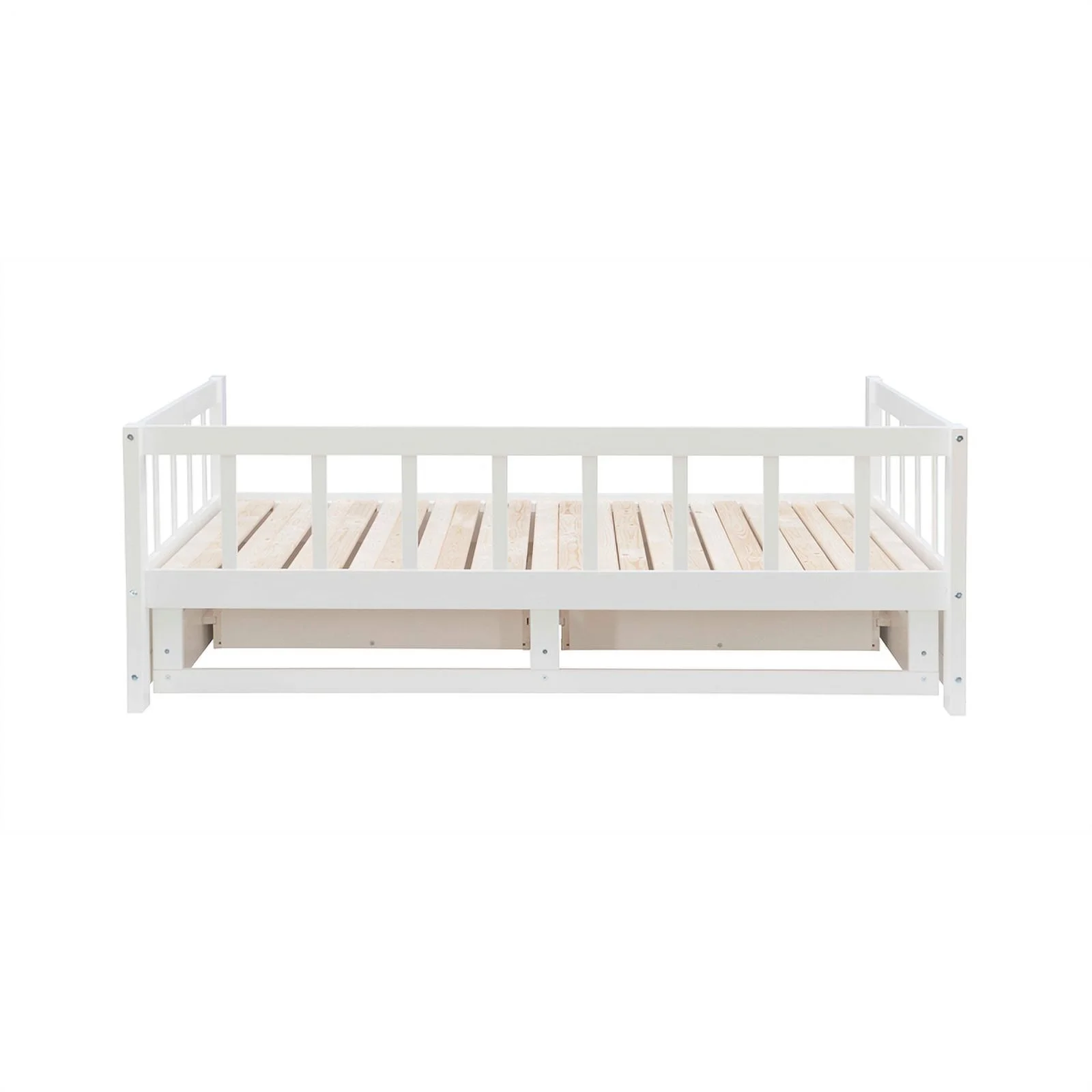 Linon Macey Wood Storage Trundle Daybed in White