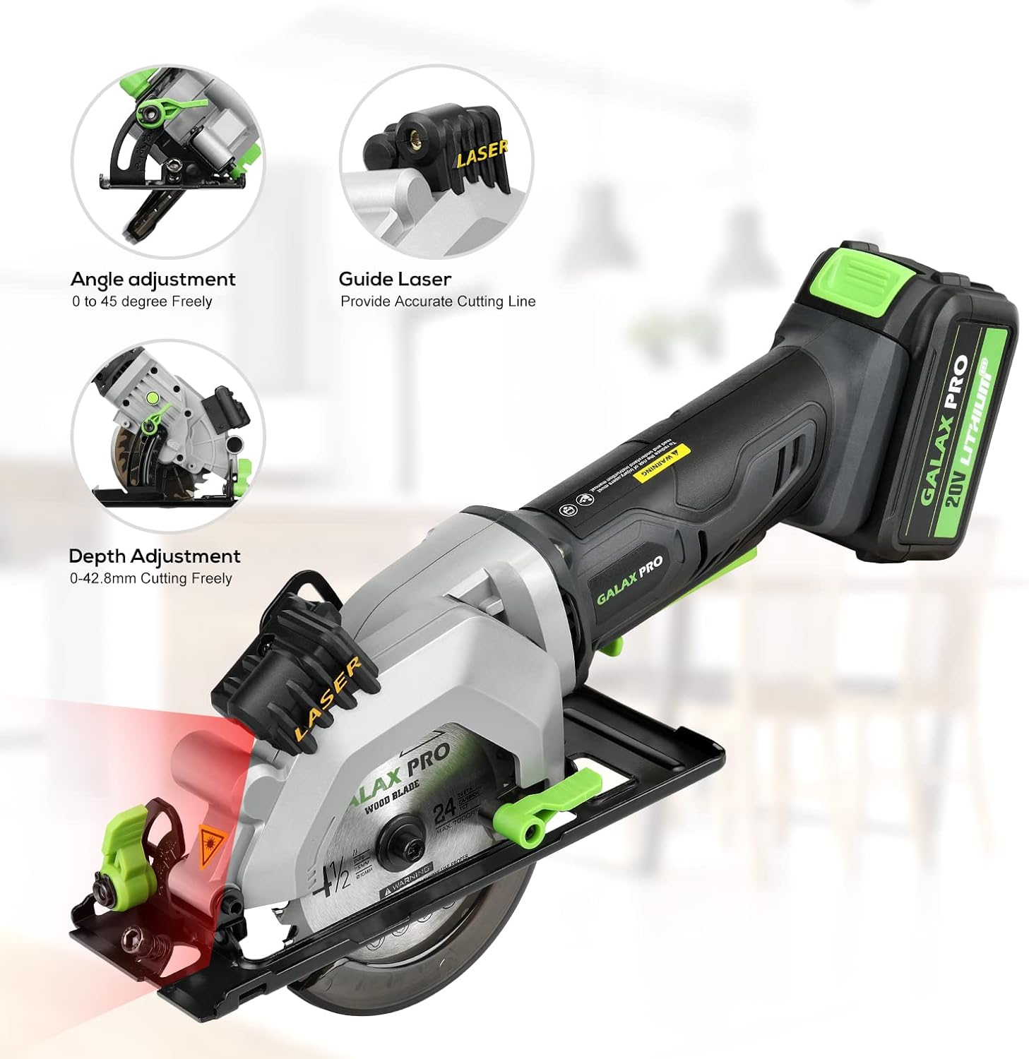 GALAX PRO Reciprocating Saw and Circular Saw Combo Kit with 1pcs 4.0Ah Lithium Battery and One Charger, 7 Saw Blades and Tool Bag