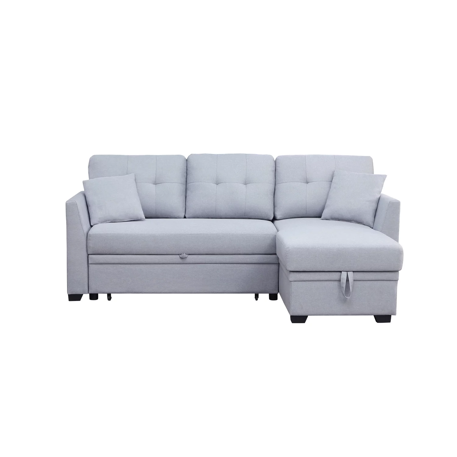 Alexent 3-Seat Modern Fabric Sleeper Sectional Sofa with Storage in Ash