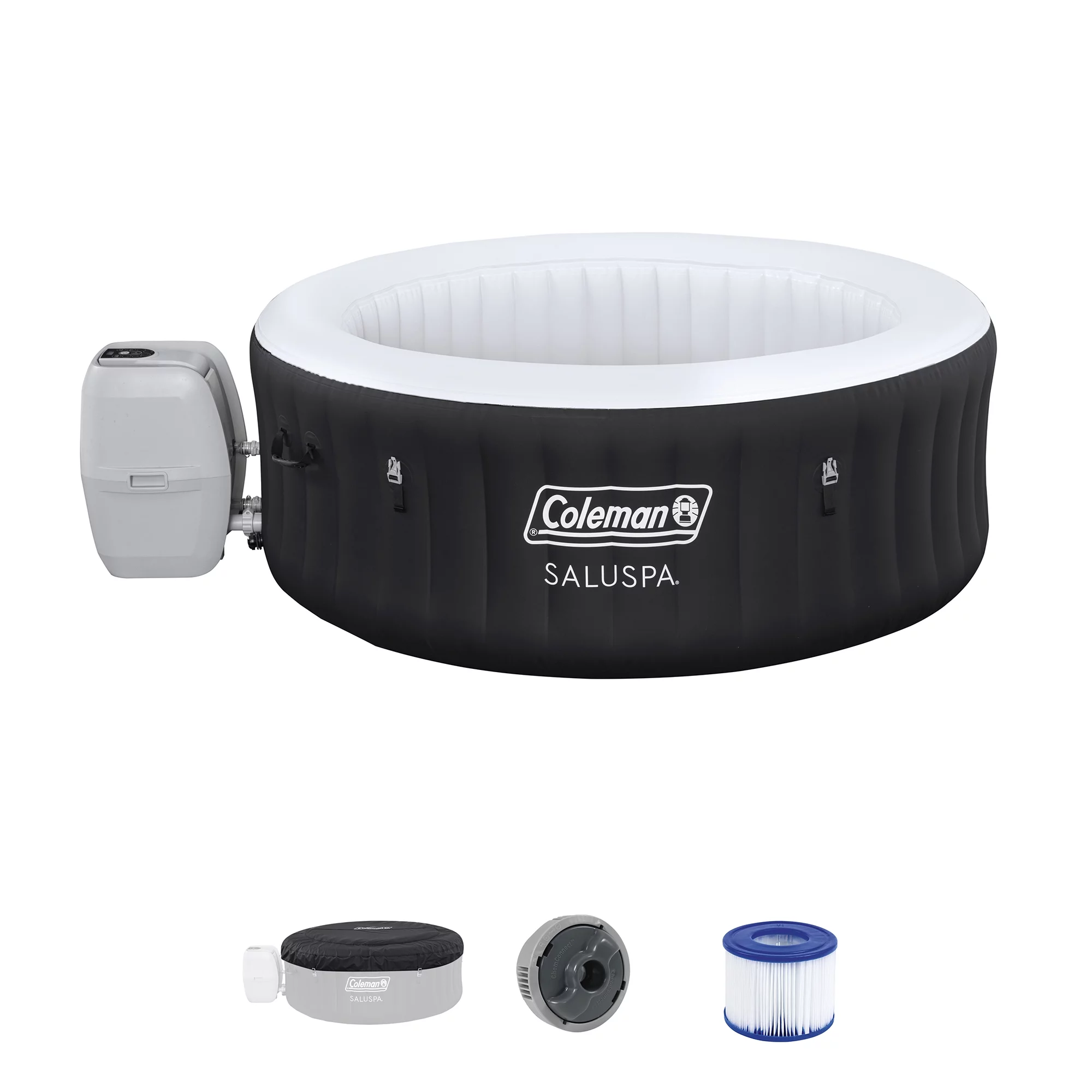 Coleman SaluSpa 4 Person Inflatable Hot Tub Spa with 12 Filter Cartridges