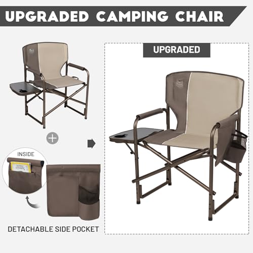 TIMBER RIDGE Folding Rocking Camping Chair, 400lbs Capacity Portable Oversized Outdoor Rocker with Hard Armrests, Cup Holder & Side Pocket