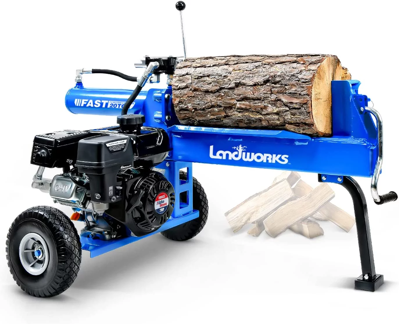 Landworks Gas Log Splitter - 7HP 209CC, 20 Ton Hydraulic System, 16" Max Wood Diameter - Curated Treasures Market