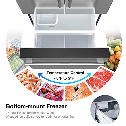 Galanz 3 French Door Refrigerator with Bottom Freezer & Adjustable Thermostat