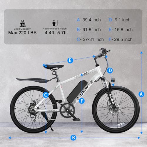 VARUN Electric Bike - Ebikes for Adults Peak 500W /750W 20MPH Commuter Ebike with 36V/48V 7.8AH Removable Battery, 24''