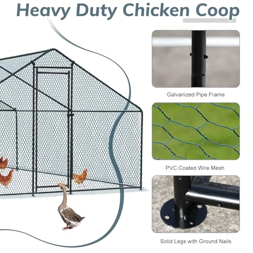 Outvita Chicken Coop, 13×10 FT Large Metal Chicken House, Poultry Habitat Cage with Waterproof Cover