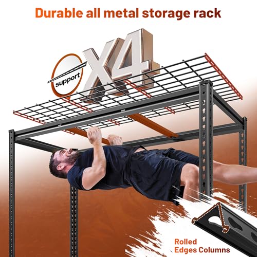 REIBII 48" W Garage Shelving 3000LBS Metal Shelving Heavy Duty Storage Shelves Adjustable Metal Shelf Industrial Pantry Shelves for Warehouse Garage