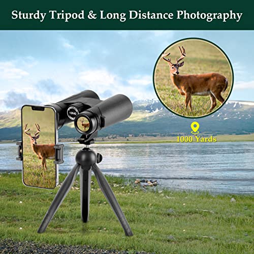 Adorrgon 12x42 HD Binoculars for Adults High Powered with Phone Adapter, Tripod and Tripod Adapter