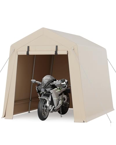 7x10 FT Portable Outdoor Storage Shed with 2 Roll-Up Zipper Doors & Vents, 240G Heavy-Duty Shelter Waterproof PE Tarp