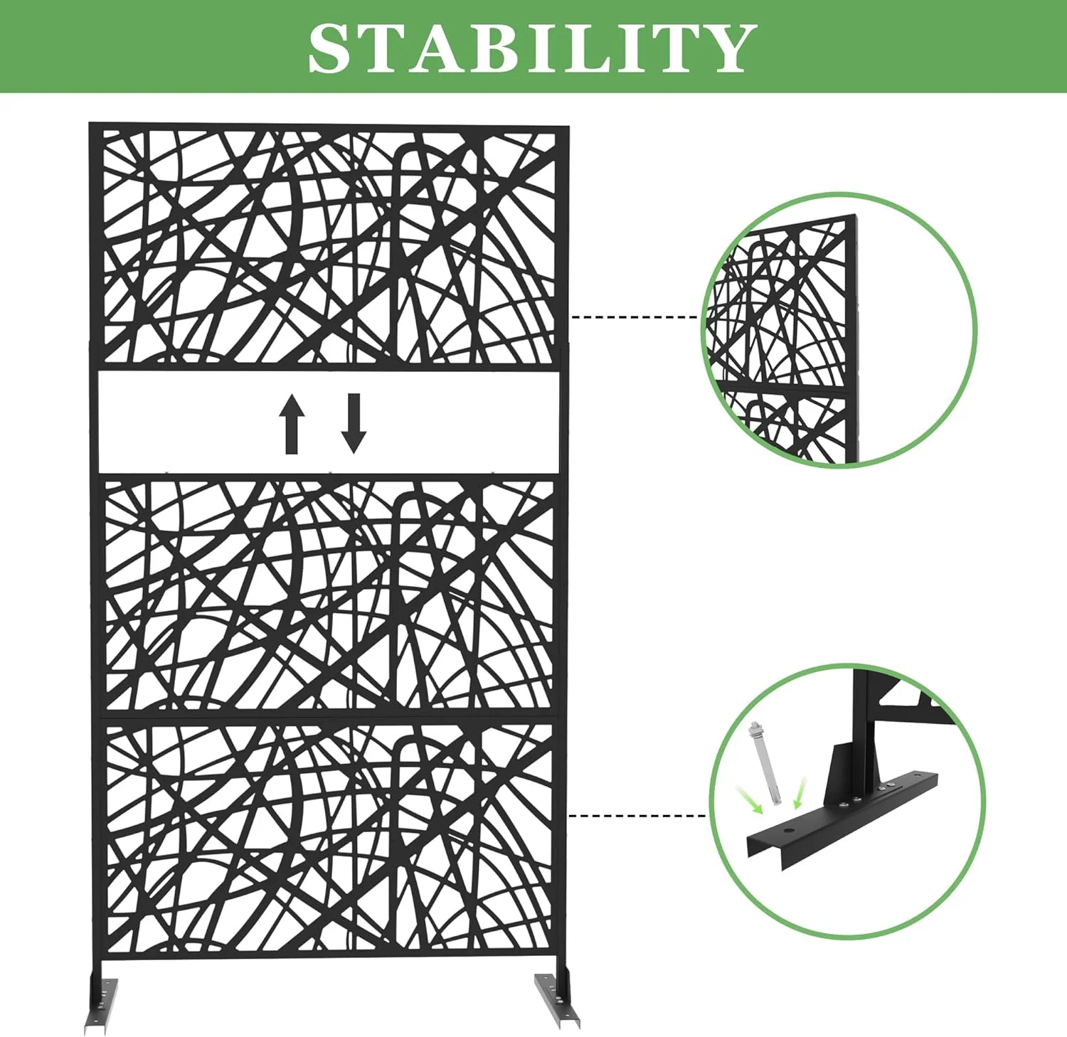 Delnavik Outdoor Privacy Screen, Metal Privacy Screen Panel Freestanding, Patio Privacy Screen Divider with Stand for Outdoor Garden Indoor Balcony