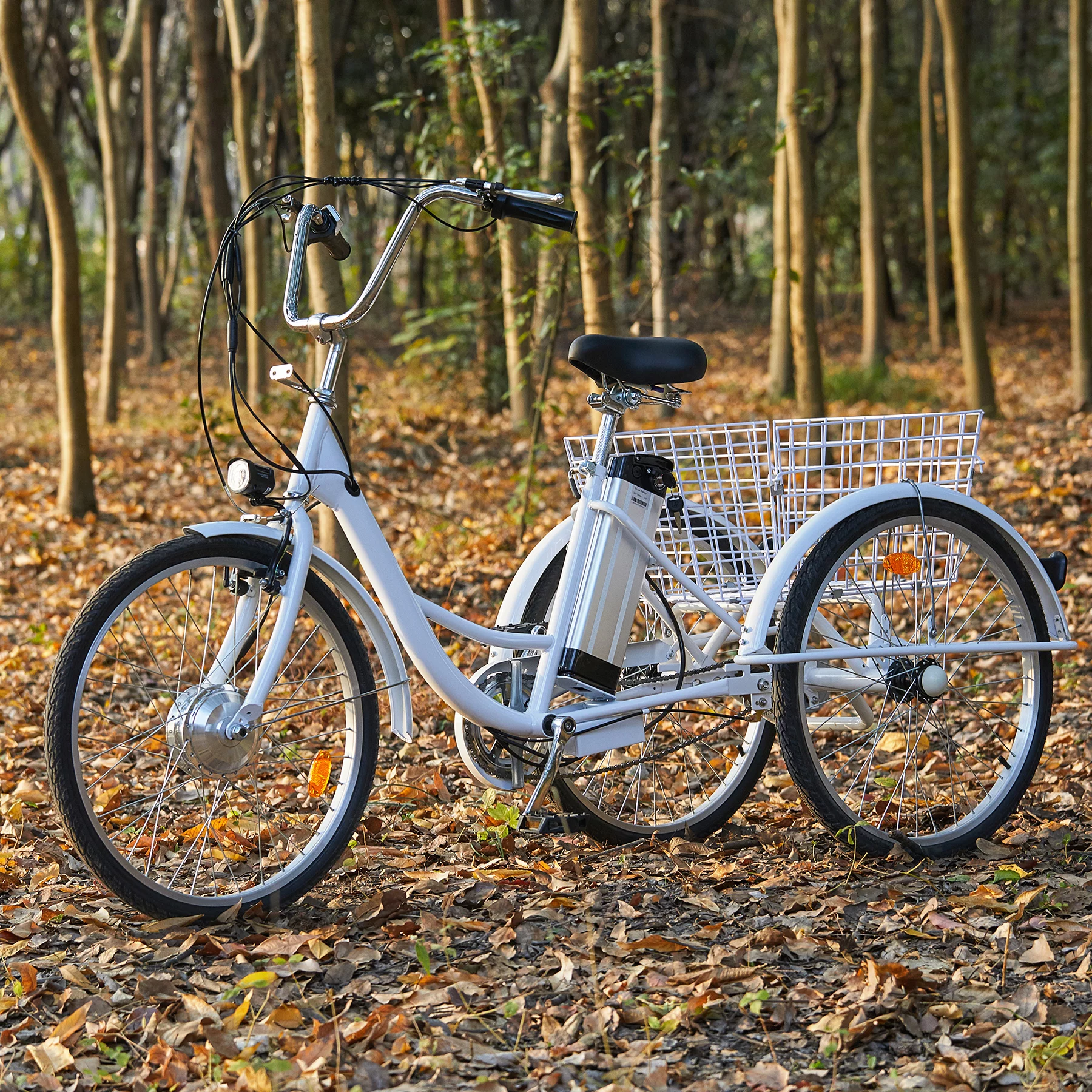VIRIBUS 24 Inch Electric Trike Bike for Adults 36V 3 Wheel Electric Bicycle for Women Men, Black
