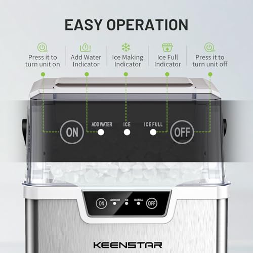 Nugget Countertop Ice Maker with Soft Chewable Ice 40Lbs, Pebble Sonic Ice Machine with Basket and Scoop, Ready in 5 Mins, 40Lbs/24H